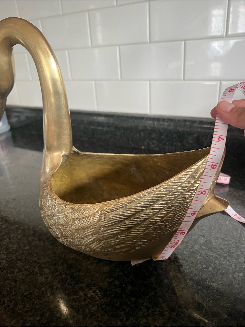 Vintage 1970s extra large Brass Swan Planters set of 2 - Picture 16 of 16